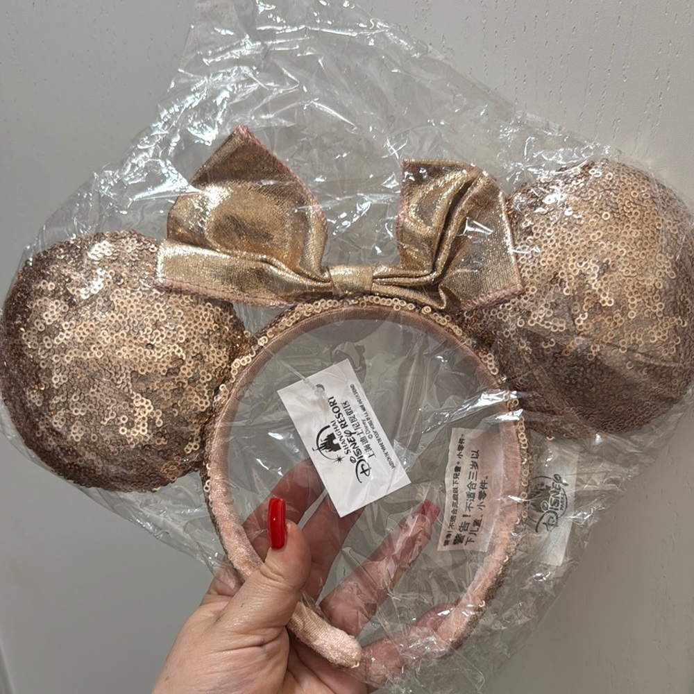 Authentic Disney Gold Sequin Minnie Mouse Ears Headband